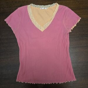 daisy fuentes lace v neck top